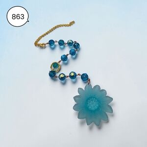 Blue Crystal Flower Car Charm
